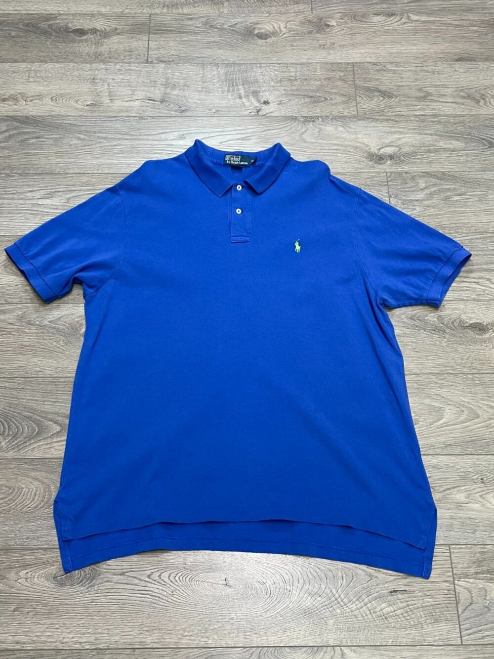 Vintage Polo Ralph Lauren Royal Blue Polo Shirt Neon Lime Green Pony Logo XXL